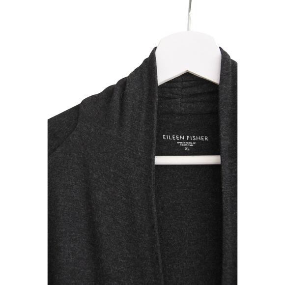 Eileen Fisher Gray Stretch Jersey Zip Front Long Sweater Jacket XL - Picture 4 of 5